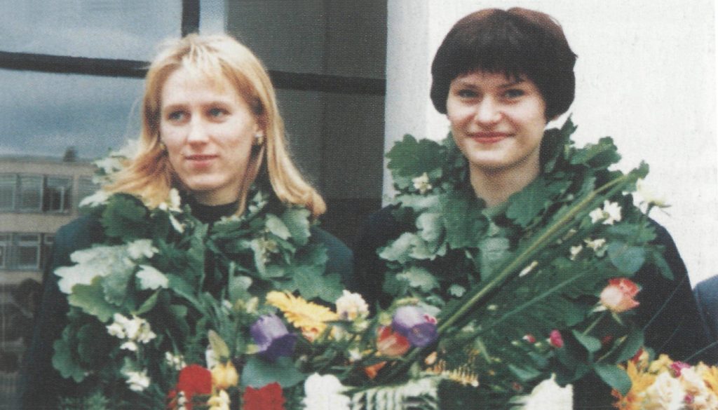 Alytuje sportinį kelią pradėjusios 1997 Europos krepšinio čempionės J. Štreimikytė-Virbickienė ir I. Baranauskaitė
