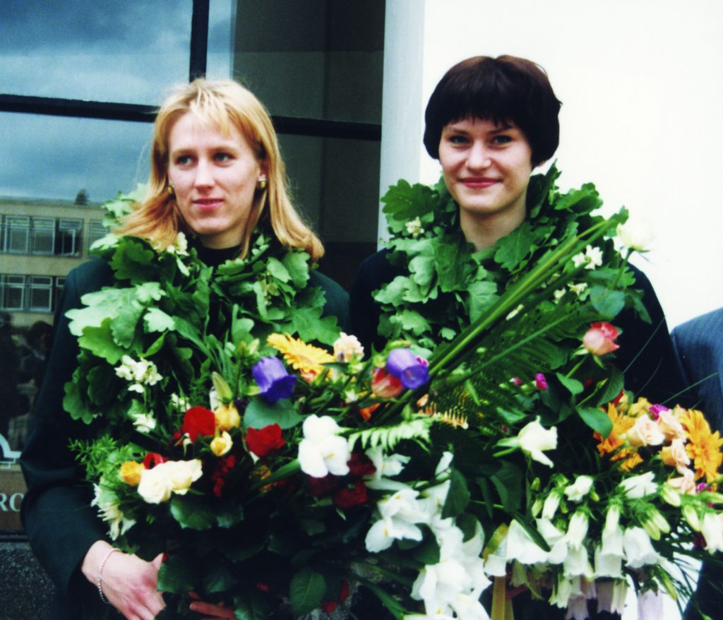 Alytuje sportinį kelią pradėjusios 1997 Europos krepšinio čempionės J. Štreimikytė-Virbickienė ir I. Baranauskaitė