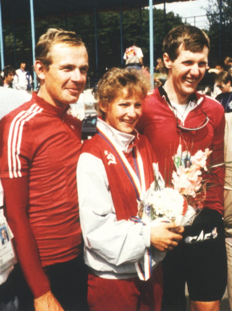 Lietuvos dviratininkai (iš kairės): A. Kasputis, L. Zilporytė, G. Umaras – olimpinių žaidynių, pasaulio, Europos čempionai ir prizininkai