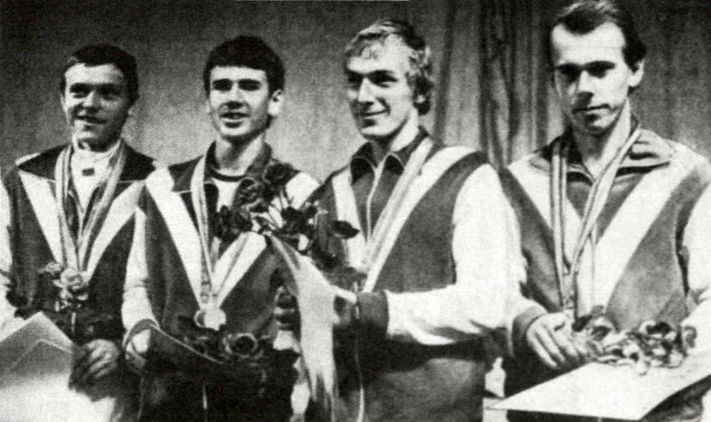 VIII SSRS tautų spartakiados laimėtojai (iš kairės): Z. Šarka, Z. Civinskas, E. Klimovas, R. Babrauskas